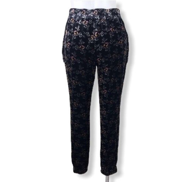Rebecca Taylor Velvet Jogger Pants Jewel Floral Print Velour High Rise joggers 2 - Picture 9 of 9